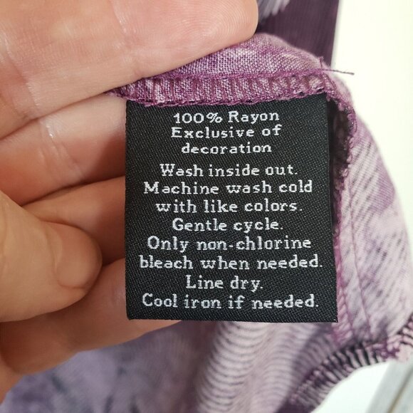 Rock & Republic Womens Roll Tab Blouse Top Purple Floral Large Front Tie Hi Lo - Picture 9 of 10